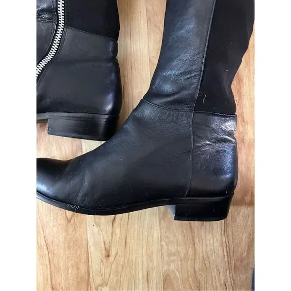 Michael Kors knee-high leather boots size small stretchy back - Picture 3 of 8